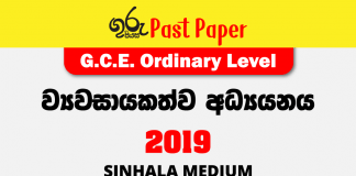 2019 O/L Entrepreneurship Studies Past Paper Sinhala Medium FREE Download