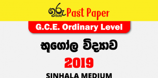 2019 O/L Geography Past Paper Sinhala Medium FREE Download