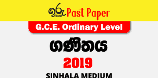 2019 O/L Mathematics Past Paper Sinhala Medium FREE Download