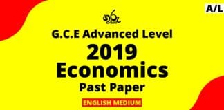 2019 A/L Economics Past Paper | English Medium
