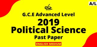 2019 AL Political Science Past Paper Sinhala Medium