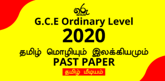 2020 O/L Tamil Language And Literature Past Paper | Tamil Medium